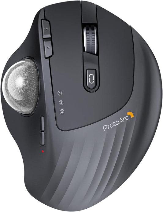 ProtoArc EM01 NL Wireless Trackball Mouse, Thumb Control, Silver