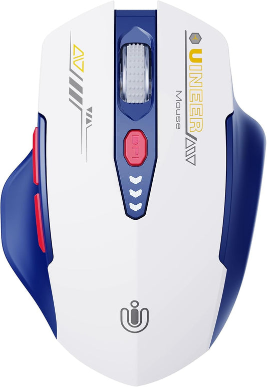 Uineer Bluetooth Mouse, Tri-Mode Wireless, Rechargeable, 3-Device Switch | Dual Bluetooth plus 2.4G connectivity, 3-device switching and a visible rechargeable battery level.