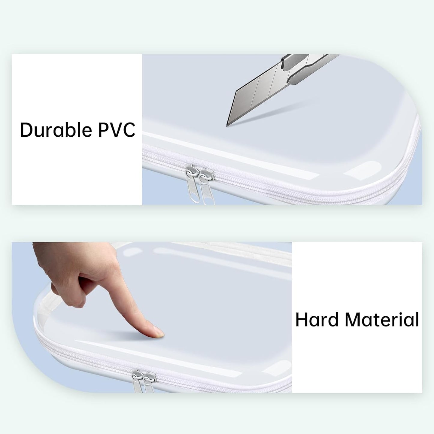 Clear Hard Shell Zipper Case,3PCS Transparent Clear Laser Zipper Pouches,Hard Side Plastic Case Set,Portable Travel Storage Organizer Bins