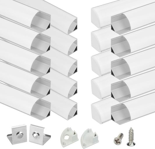 Muzata 20Pack 3.3FT Silver V-Shape Corner LED Channel Milky Cover V1SW WW