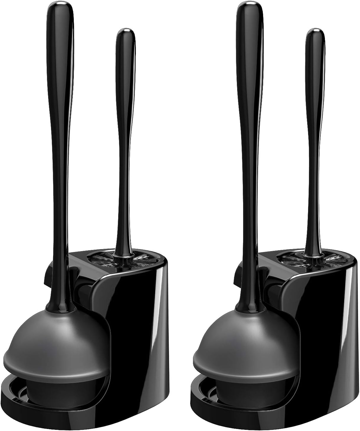MR.SIGA Toilet Plunger and Bowl Brush Combo for Bathroom Cleaning, White, 2 Sets