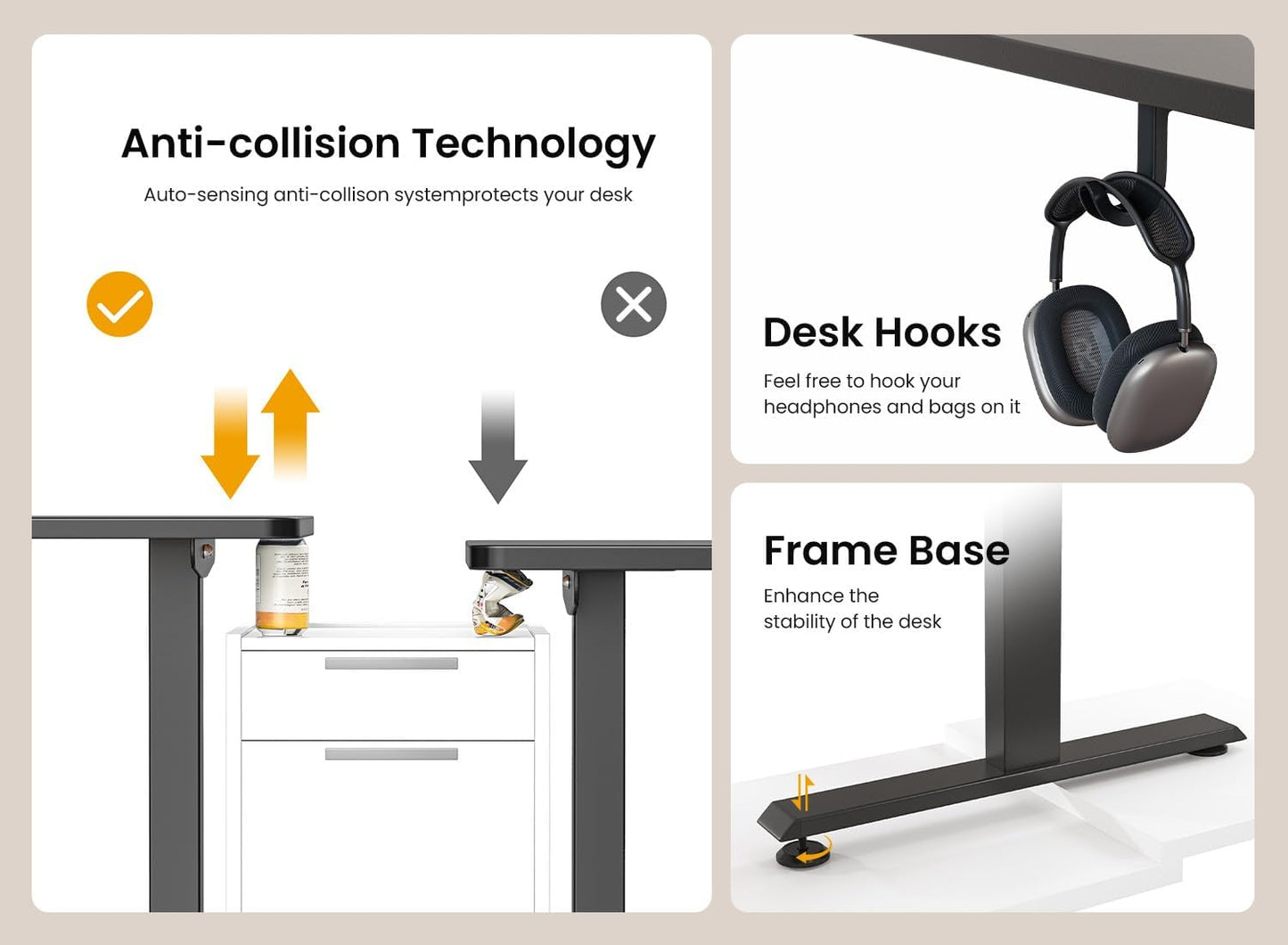 CubiCubi 55 x 24 Standing Desk, Height Adjustable Electric Computer Desk, Sit Stand up Home Office Workstations, Black