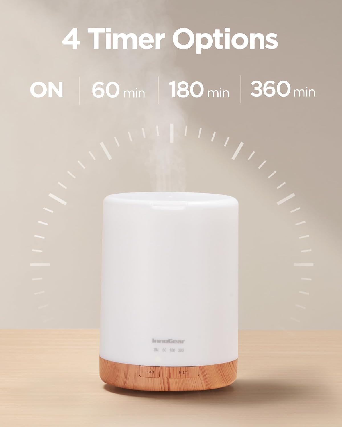 InnoGear 300ML Essential Oil Diffuser, Premium 5-in-1 Ultrasonic Aromatherapy Diffusers Mother's Gift Scent Humidifier Aroma Diffuser Vaporizer Auto-Off Timer for Room Office Home, Yellow, Medium
