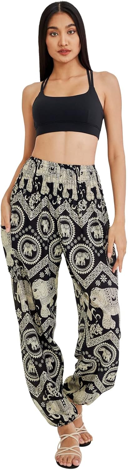 Joob Joob Boho Pants for Women - Hippie Harem Pants Women - Womens Yoga Pants – Comfy Bohemian Flowy Hippie Clothes