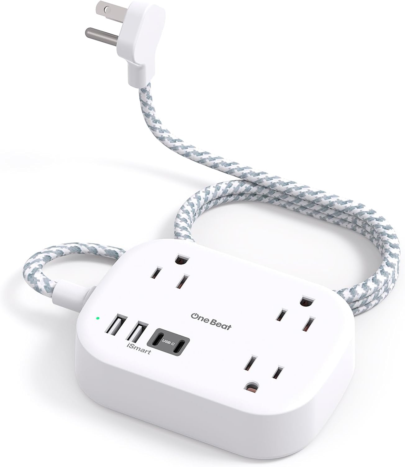 Cruise Essentials 2026,One Beat Travel Power Strip with USB C,Flat Plug Extension Cord with 3 Outlets 4 USB Ports(2 USB C),6 ft Desk Wall Outlet Extender,Non Surge Protector for Cruise,Dorm Room,ETL