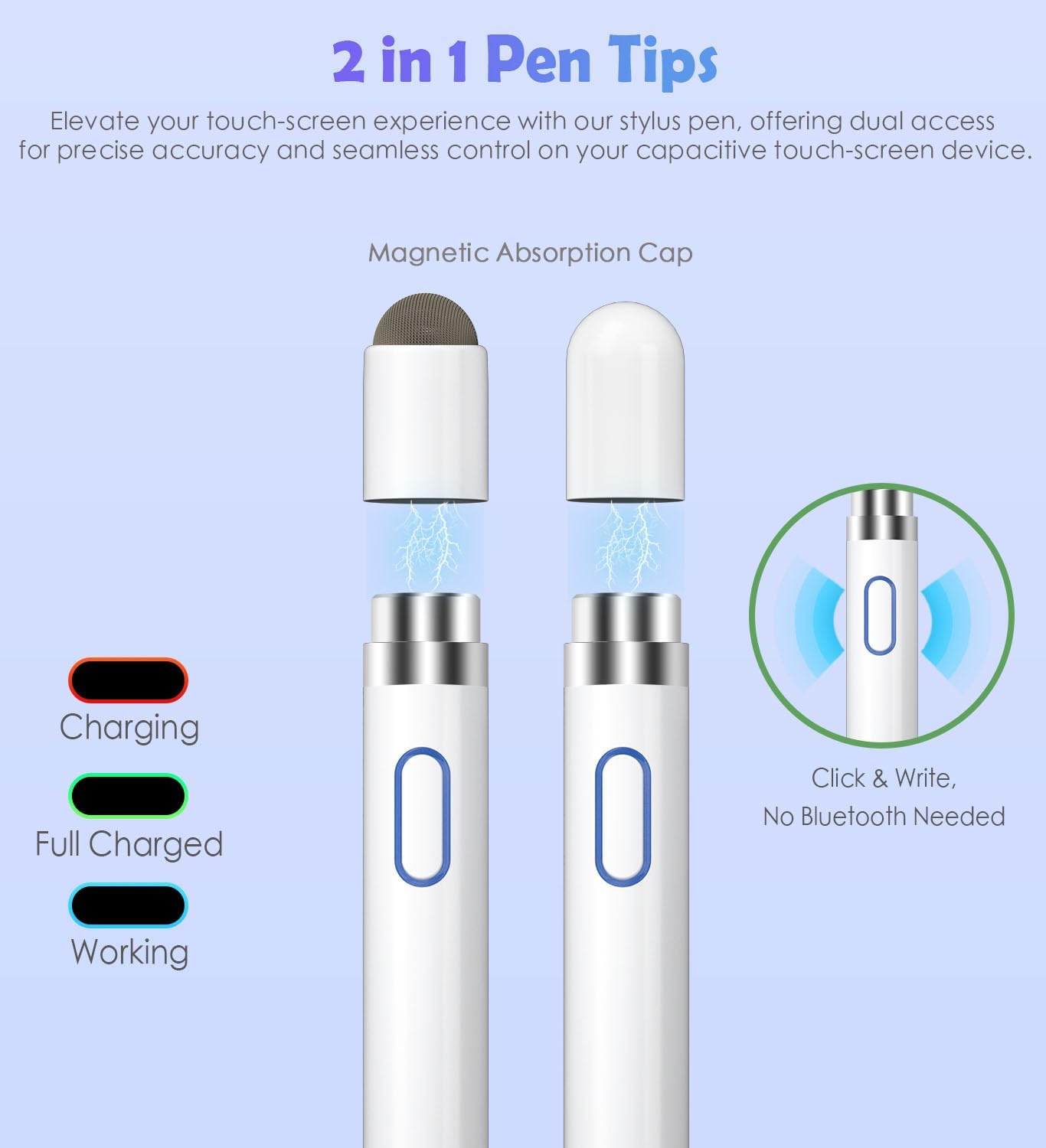Active Stylus Pen for Touch Screens,Dual Pen Tips for Drawing Writing,High Precise Universal Digital Pencil for A-pple i-Phone 17/16/15/14/13/12/11/X, i-Pad Air/Pro/Mini,Tablet/Phone/Sam-Sung/K-indle