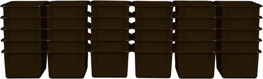 Wood Designs Cubby Storage Bin, Heavy Duty Plastic Containers for Kids Brown Cubby Tray Set of 30