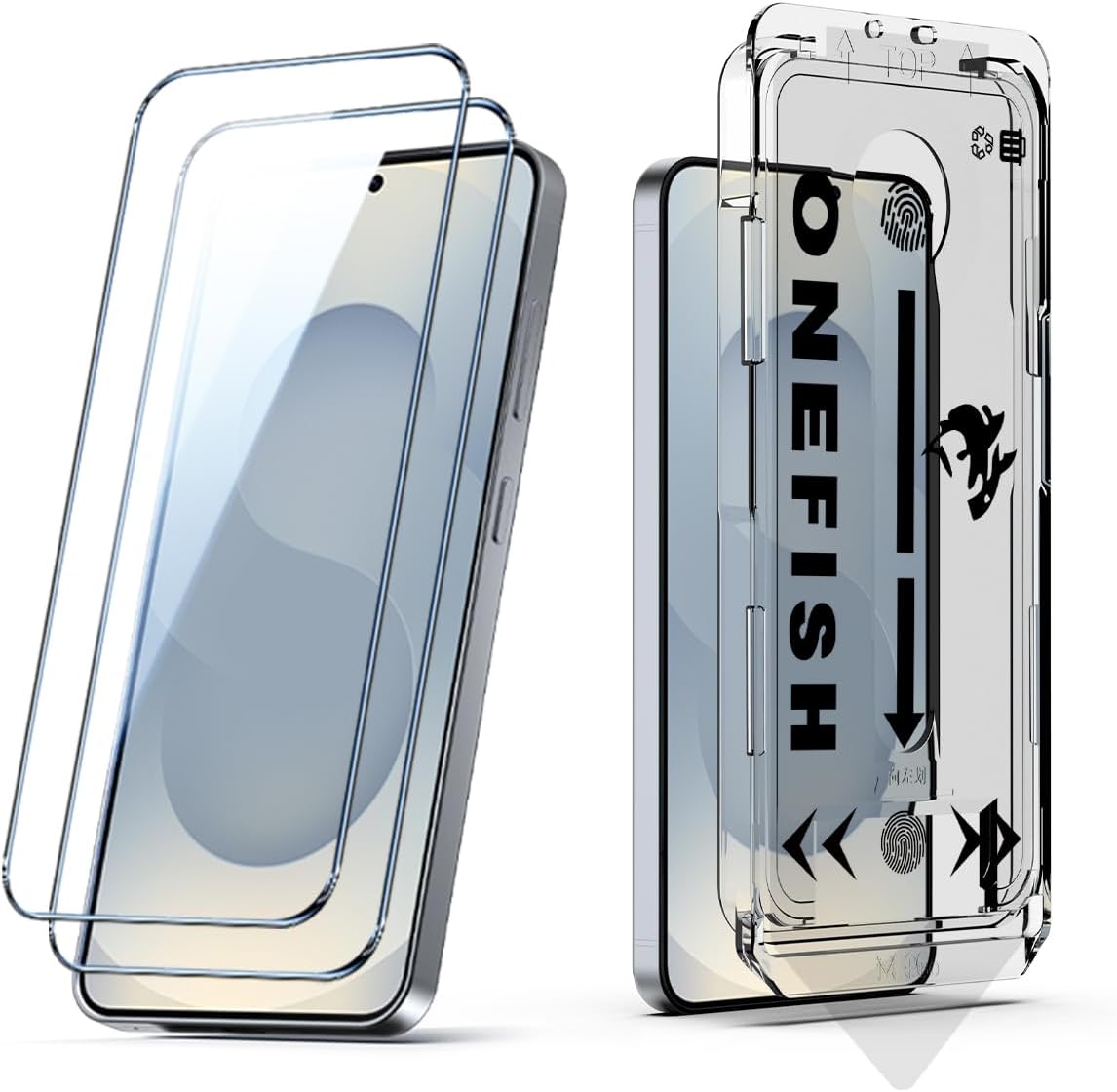 OneFish Full Edge Coverage Tempered Glass Screen Protector for IPhone 15 Plus/IPhone 14 Pro Max 6.7 inch 2 Pack Edge Reinforcement, Self-Aligning Installation, Case Friendly HD Screen Protectors