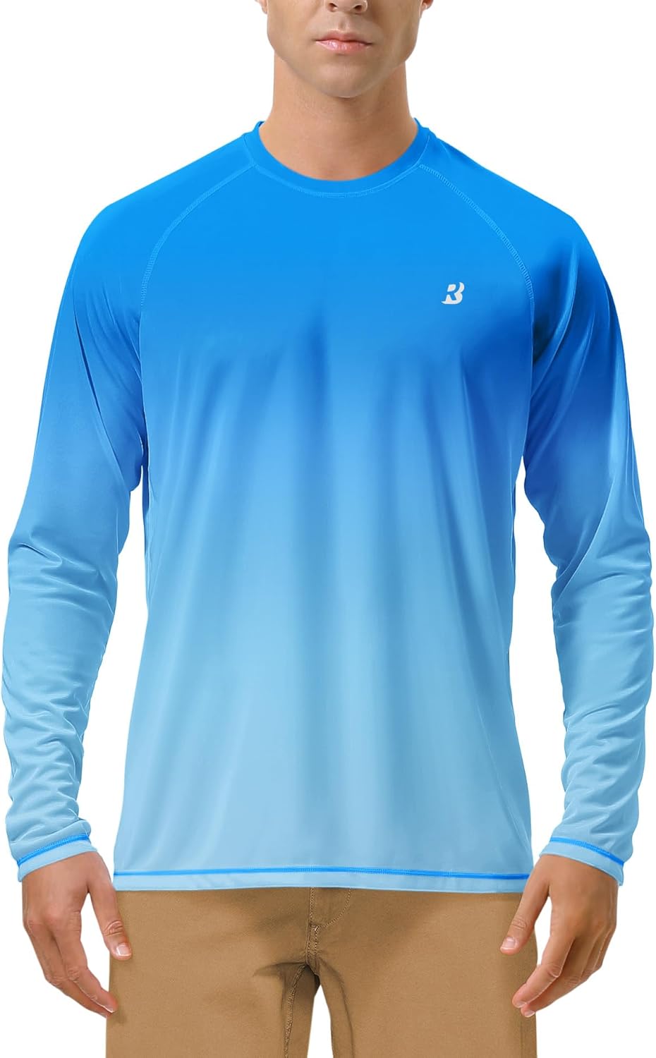 Roadbox Mens UPF 50+ UV Sun Protection Shirts Outdoor Long Sleeve SPF Rash Guard for Fishing Hiking Swimming Running