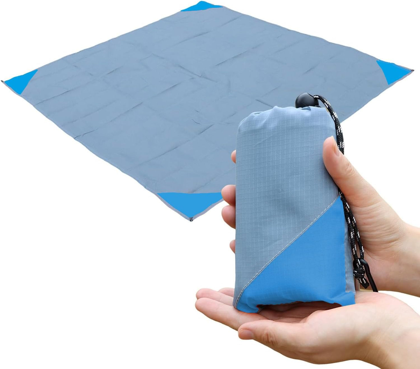 Orga'Neat Pocket Picnic Blanket, Beach Mat Waterproof Sandproof, Compact Lightweight Small Tarp for Camping, Hiking, Backpacking, Festival, Travel, Foldable in Bags (Black/Red, 55"x60")