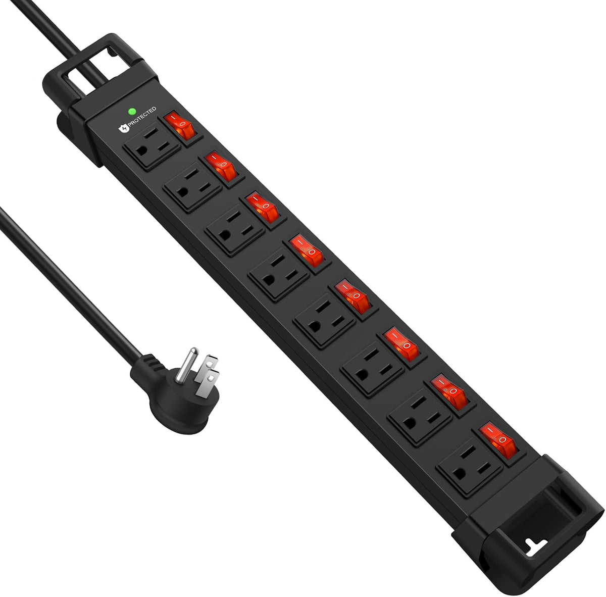 HEZI Heavy Duty Power Strip with 8 Outlets,1200J Surge Protector,Black,6FT