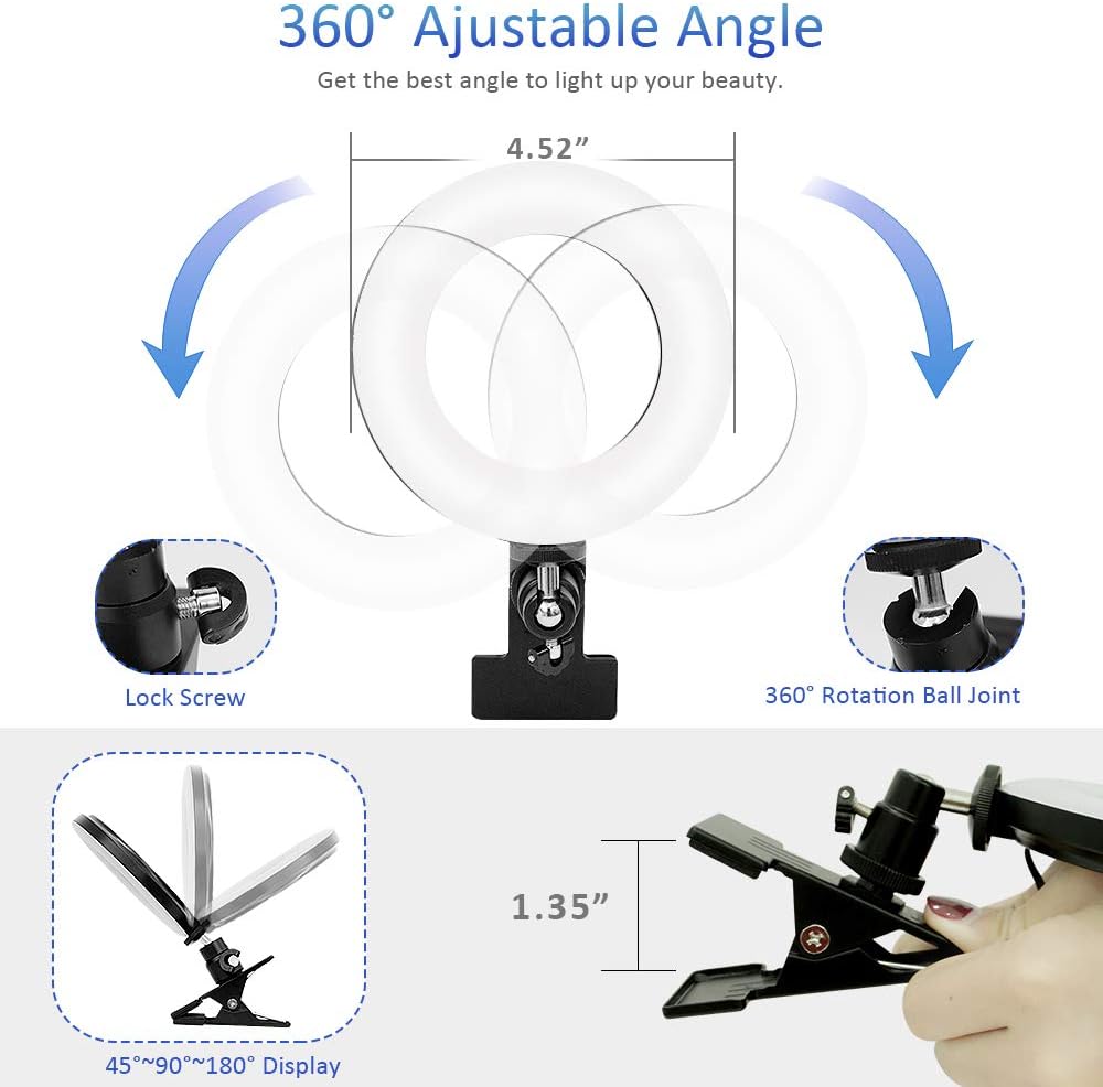 Cyezcor Video Conference Lighting Kit, Ring Light for Monitor Clip On,for Remote Working, Distance Learning,Zoom Call, Self Broadcasting and Live Streaming, Computer Laptop Video Conferencing