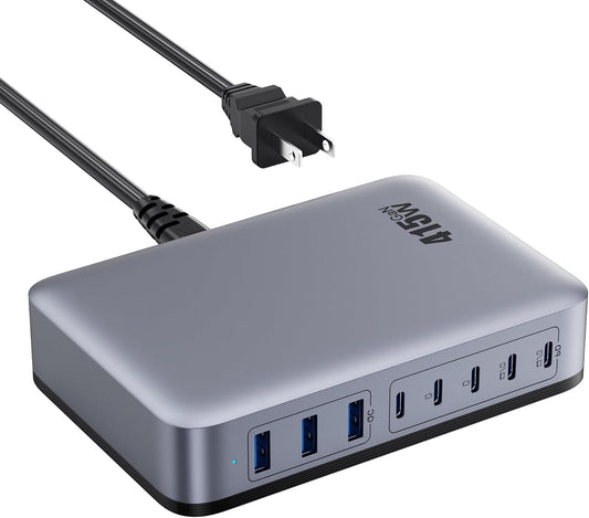 USB C Charger 415W USB C Charger Block, 8-Ports GaN IV Fast Charging Station Hub, Dual PD 100W Laptop Charger Adapter,for MacBook Pro/Air/iPad/iPhone16/15/14/Apple Watch/DELL/Samsung for Home Office