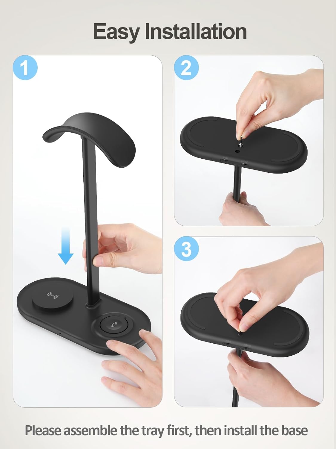 4 in 1 Headphone Stand, Airpod Max Charger Stand with 15W Wireless Charger