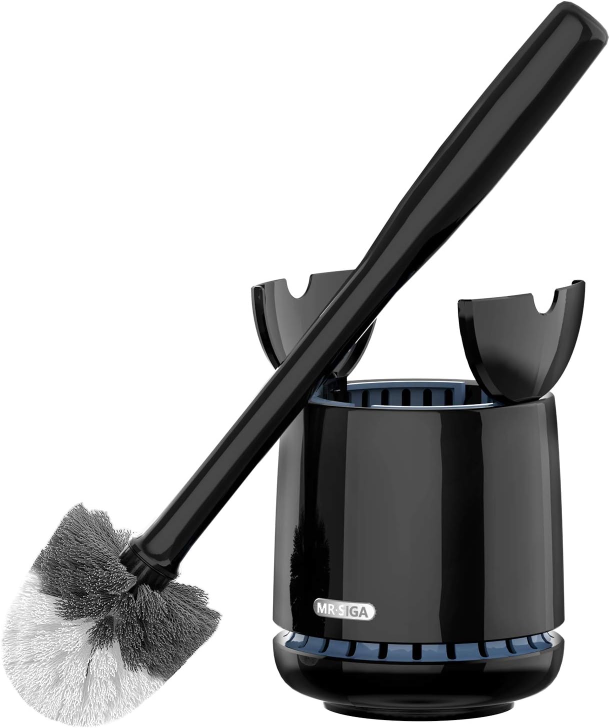 MR.SIGA Toilet Bowl Brush and Holder, Premium Quality, with Solid Handle and Durable Bristles for Bathroom Cleaning, Gray, 1 Pack