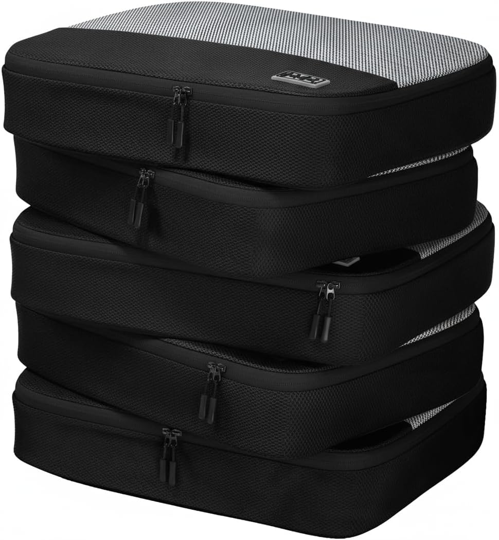 Large Packing Cubes for Travel - 5pc Packing Cubes for Suitcases - Lightweight Luggage Organizer Bags (Non-Compression)