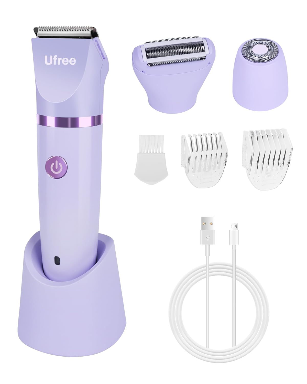 Ufree Bikini Trimmer Electric Razors for Women, Ceramic Blade Body Hair Trimmer, IPX7 Waterproof Rechargeable Lady Shaver, Personal Groomer for Legs & Pubic Hair, Gifts for Women, Purple