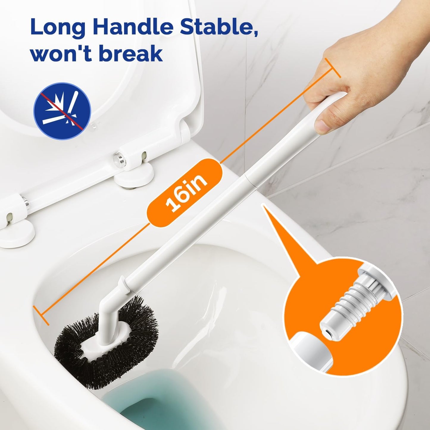 HAMITOR Toilet Plunger Bowl Brush Combo：Heavy Duty Rubber for Drain Clog Remover - Curved Design Bristles for Deep Cleaning Under Rim - Compact Bathroom Cleaning Tools for New Homet Essentials - White