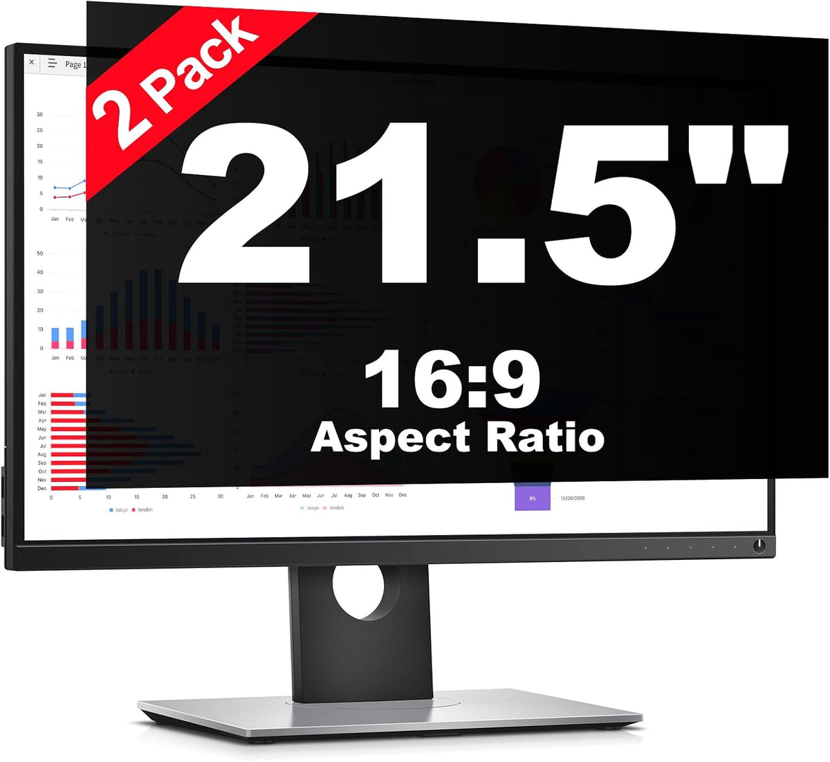 [2 Pack] 27 Inch Computer Privacy Screen Protector for 16:9 Widescreen Monitors-Anti-Glare & Blue Light Filter,Anti-Spy Film,Reduces Eye Strain (Fits Most Desktop Screens)