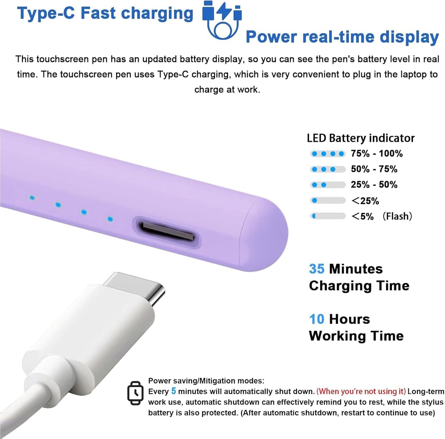 Stylus Pens for Touch Screens Power-Display Tablet Pen POM Tip Magnetic Digital Touch Pen Compatible with iPhone/iPad/Lenovo/and Other iOS/Android Smartphone and Tablet Devices (Gradient Purple