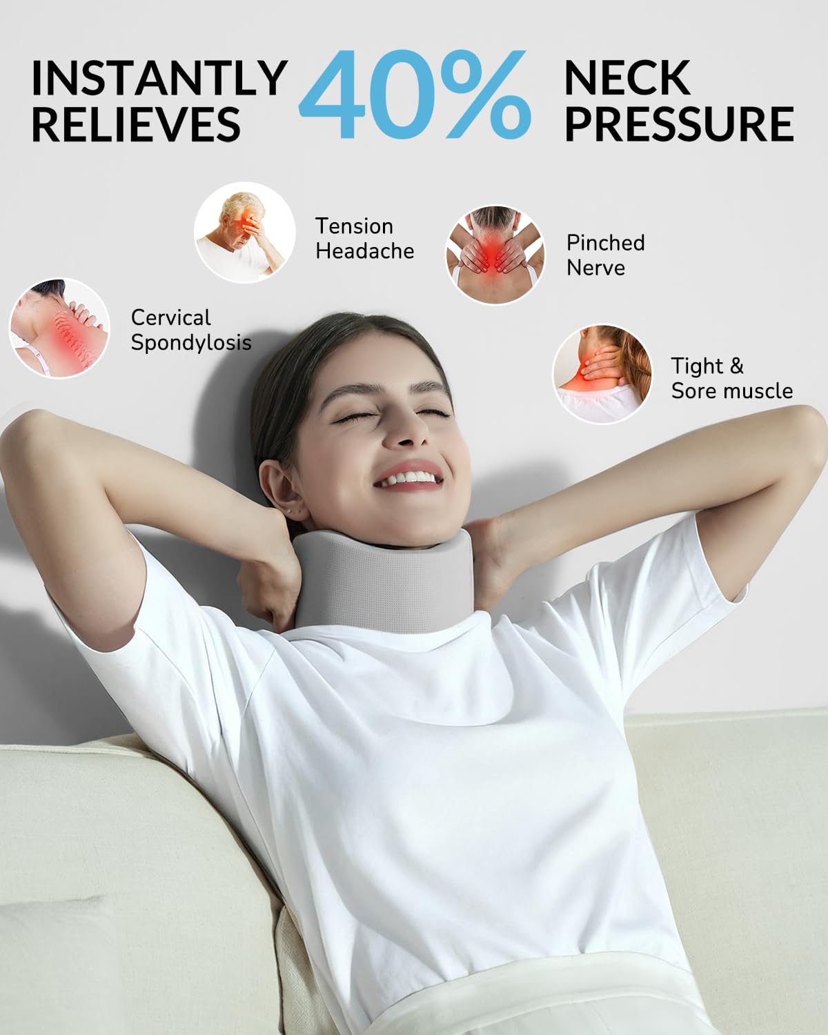 Ice Silk Neck Brace - Soft, Breathable Cervical Collar for Pain Relief & Posture Correction - Anti-Snoring Support for Comfortable Sleep - Ideal for Office Workers
