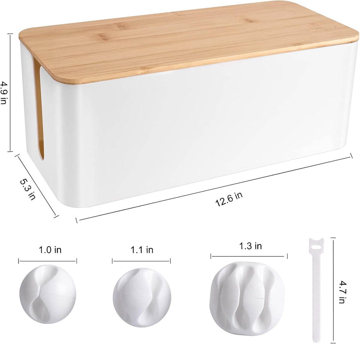 Tuwechen Cable Management Box, Wooden Style Cord Organizer Box