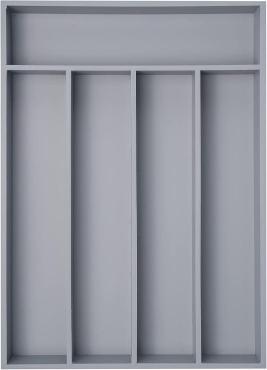 Besilord Bamboo Silverware Holder - Drawer Organizer with 5 Slots (Gray)
