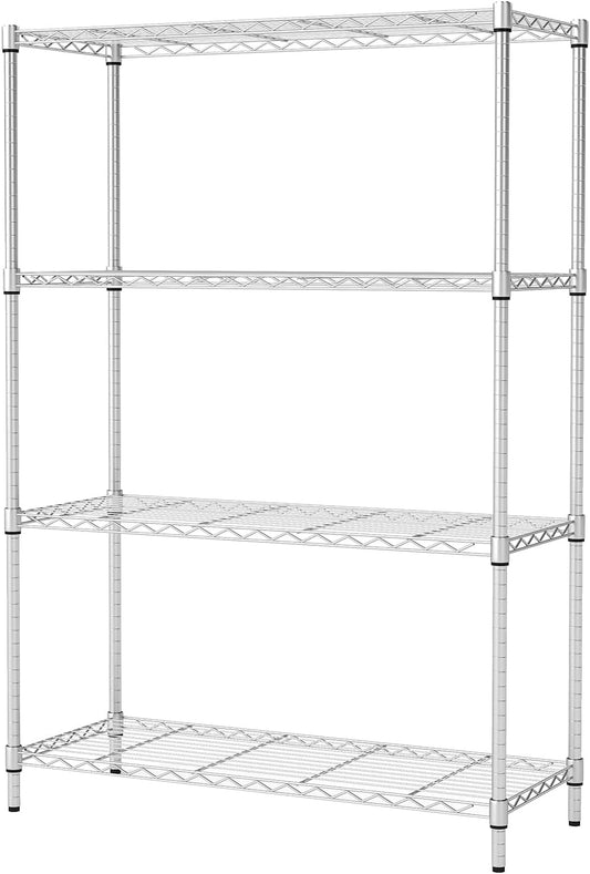 BestOffice | 4-Tier Wire Storage Shelves | 36x14x54 | Chrome | with Adjustable Racks | Heavy-Duty Metal Shelf, Holds Upto 1000 lbs | No-Tool Assembly | Ideal for Home & Garage Shelving