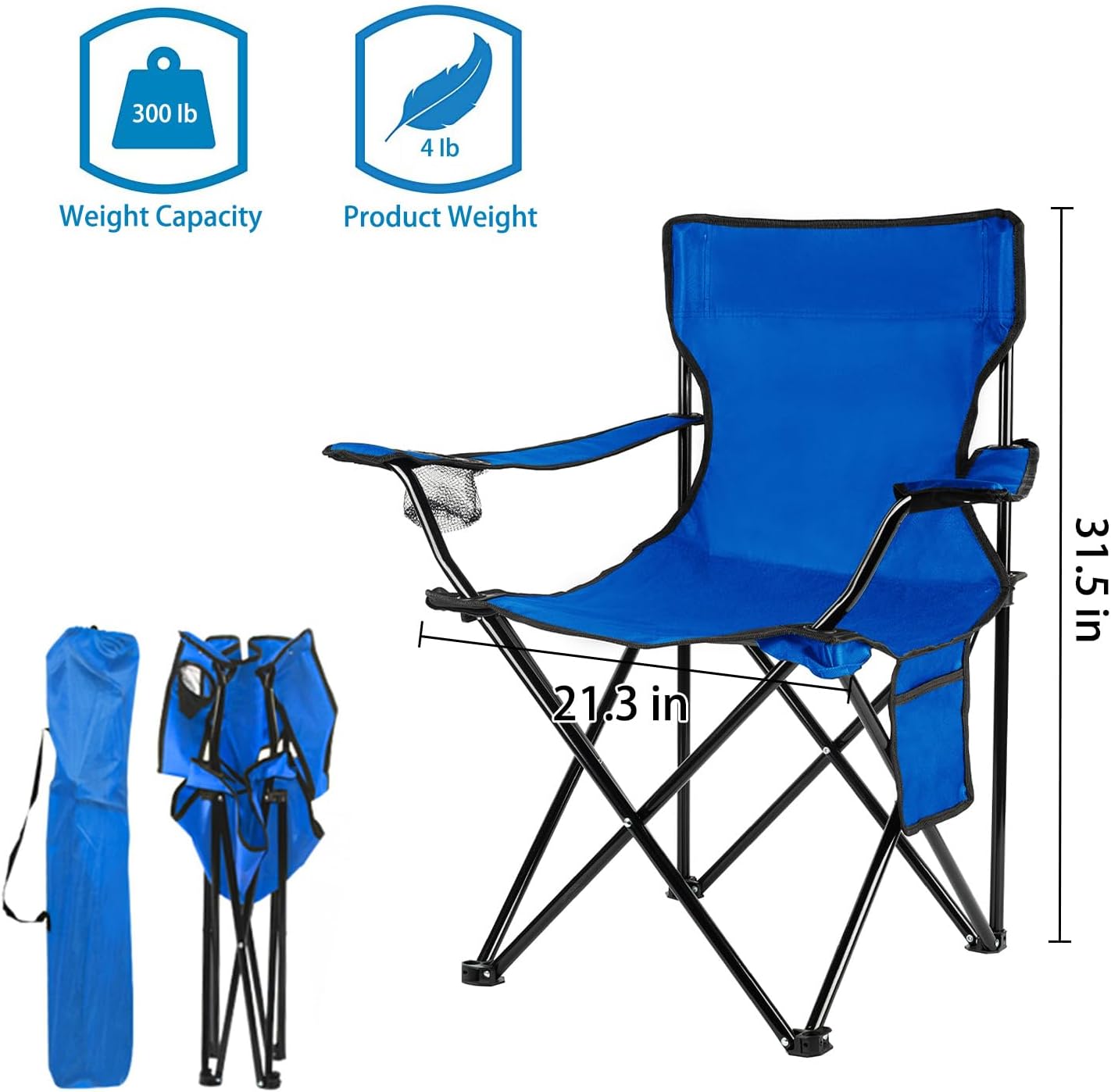 Damei century 4Pack Folding Camping Chairs, Portable for Beach, Lawn, Yard