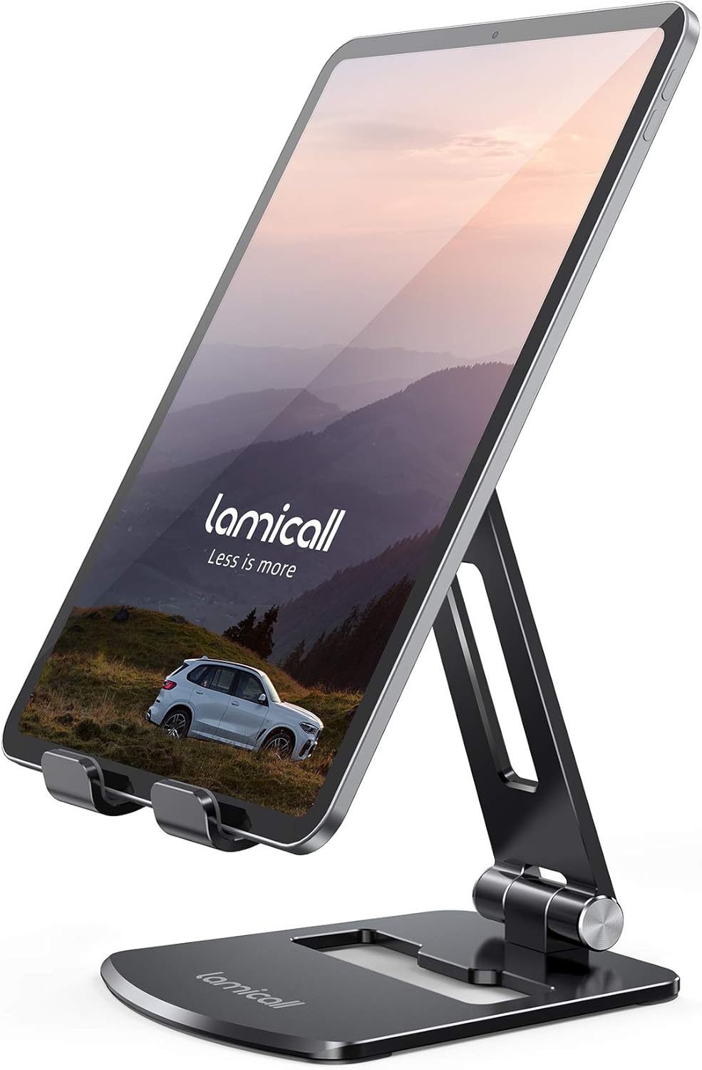 Lamicall Adjustable Tablet Stand Holder - Foldable Phone Dock, 360°Rotating Desktop Tablet Mount Gifts, for 4.7-13" Tablets, iPad Pro 11, 12.9 Air Mini, Tabs, Kindle, iPhone Air 17 Pro Max, Silver