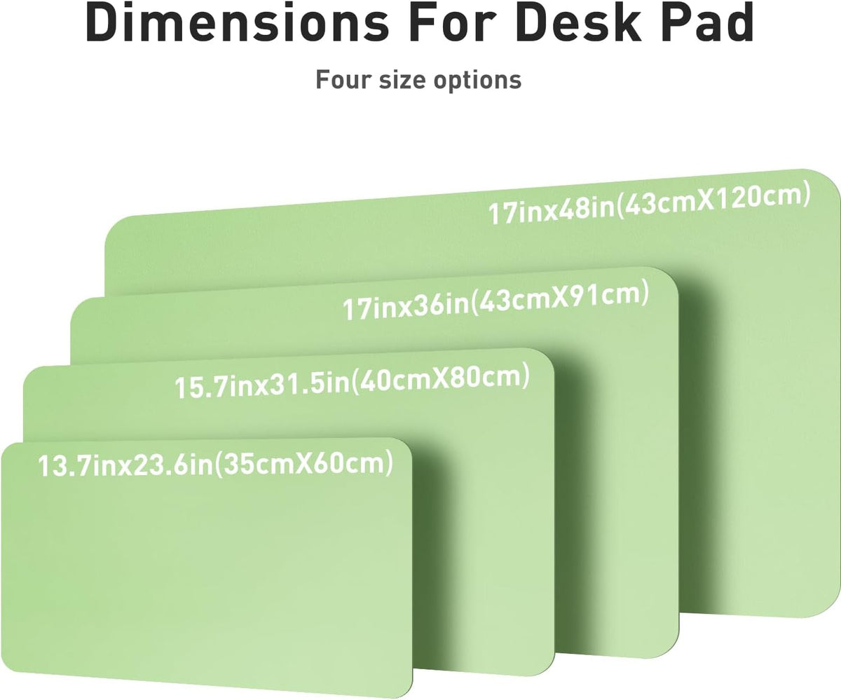 Aothia Leather Desk Pad Protector, Mouse Pad, Office Desk Mat, Non-Slip PU Leather Desk Blotter, Laptop Desk Pad, Waterproof Desk Writing Pad for Office and Home (36" x 17", Foam Green)