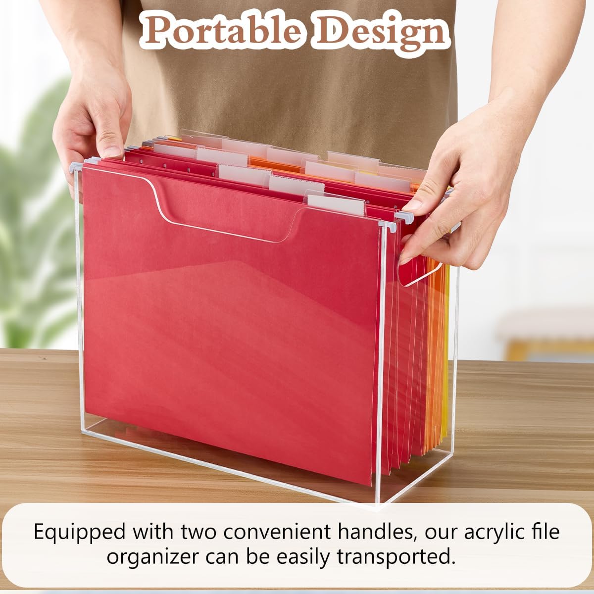 Jumyee Clear Acrylic File Folder Organizer with Handle