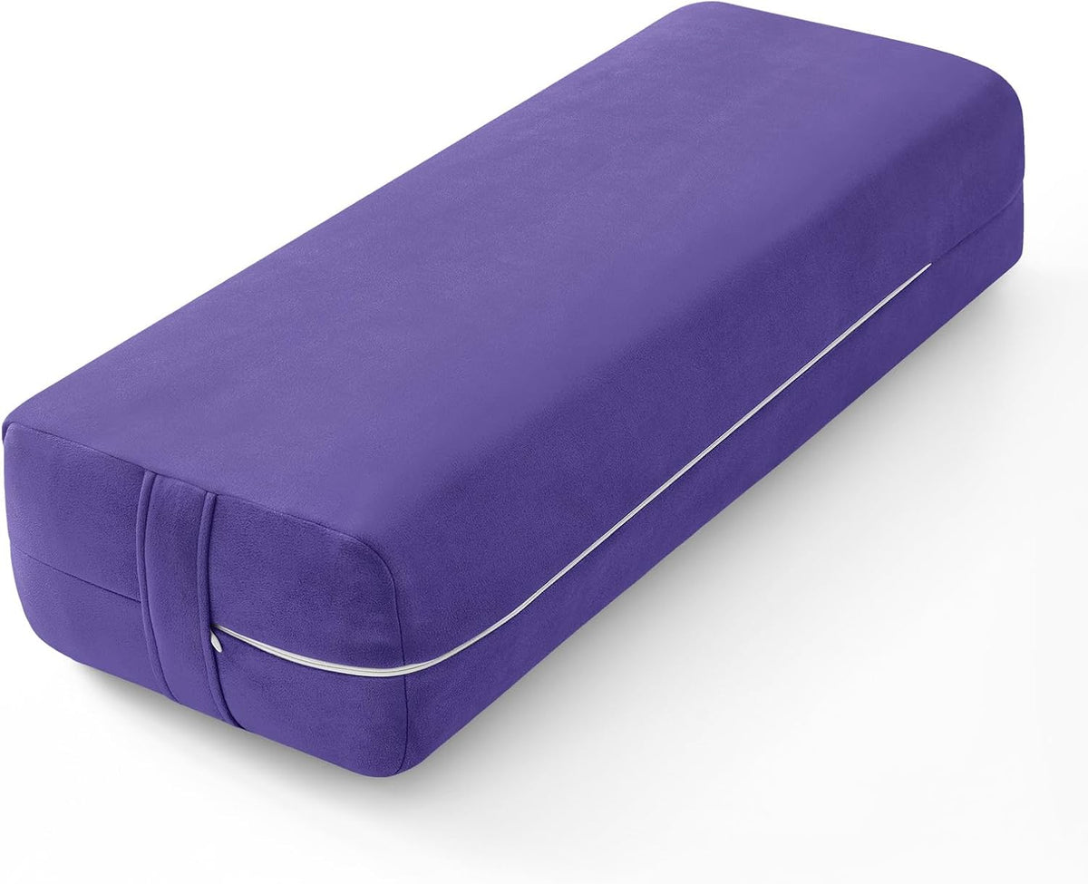 Wellsin Rectangular Yoga Bolster - Meditation Pillow with Washable Suede Cover, 27"X10" X5.5"