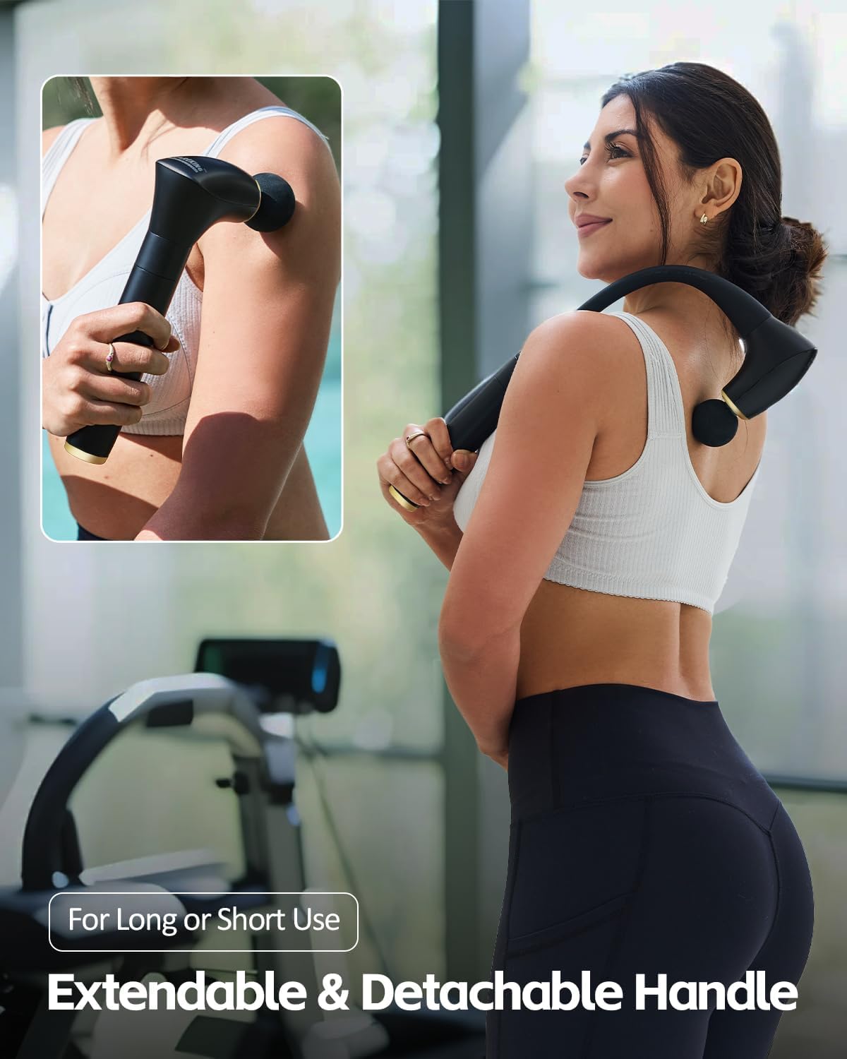 2-in-1 Detachable Massage Gun Deep Tissue with Extension Handle