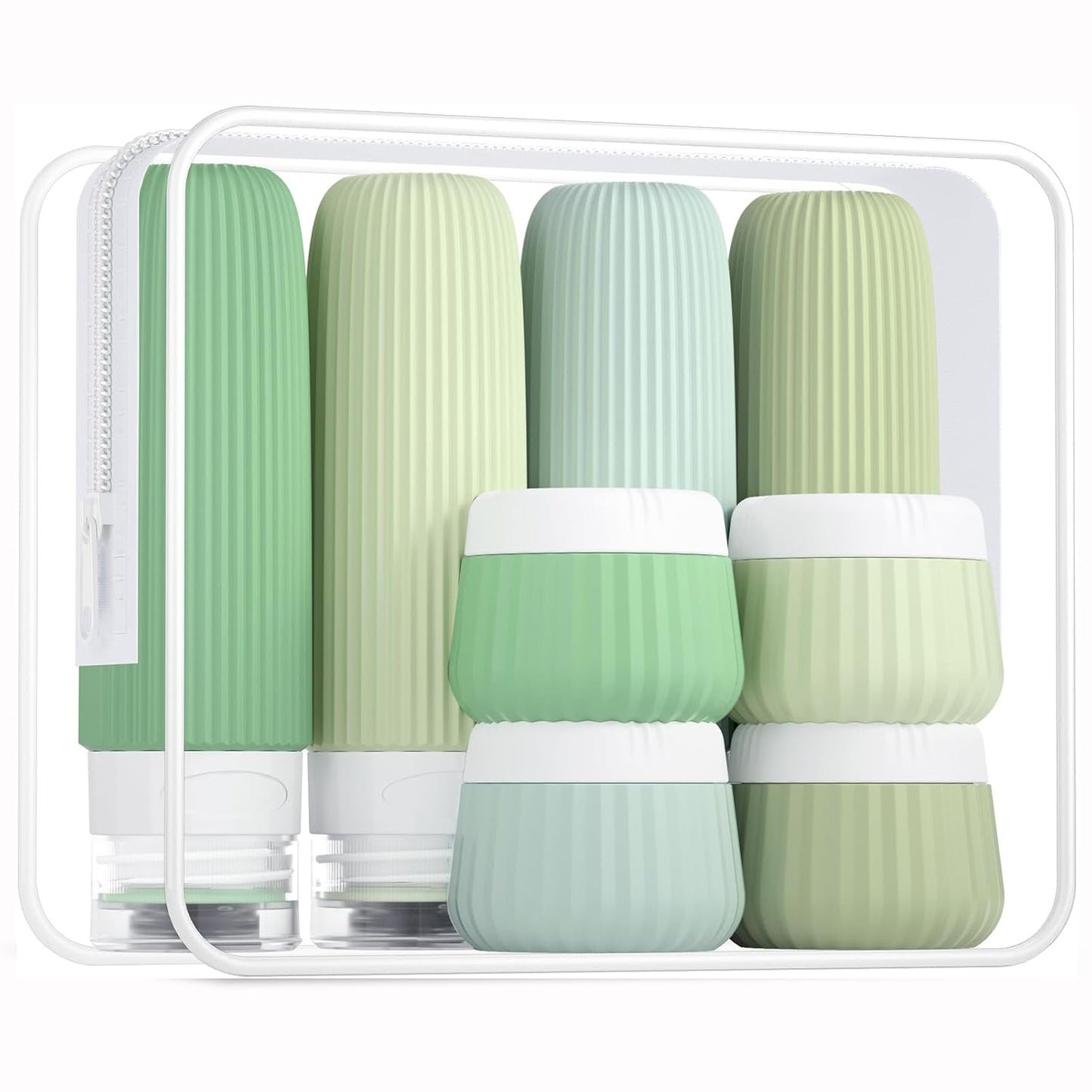 Mrsdry Travel Bottles 8 Pack, TSA Approved 3 oz Travel Containers with Clear Bag, Leak Proof Silicone Squeezable Essentials Jars