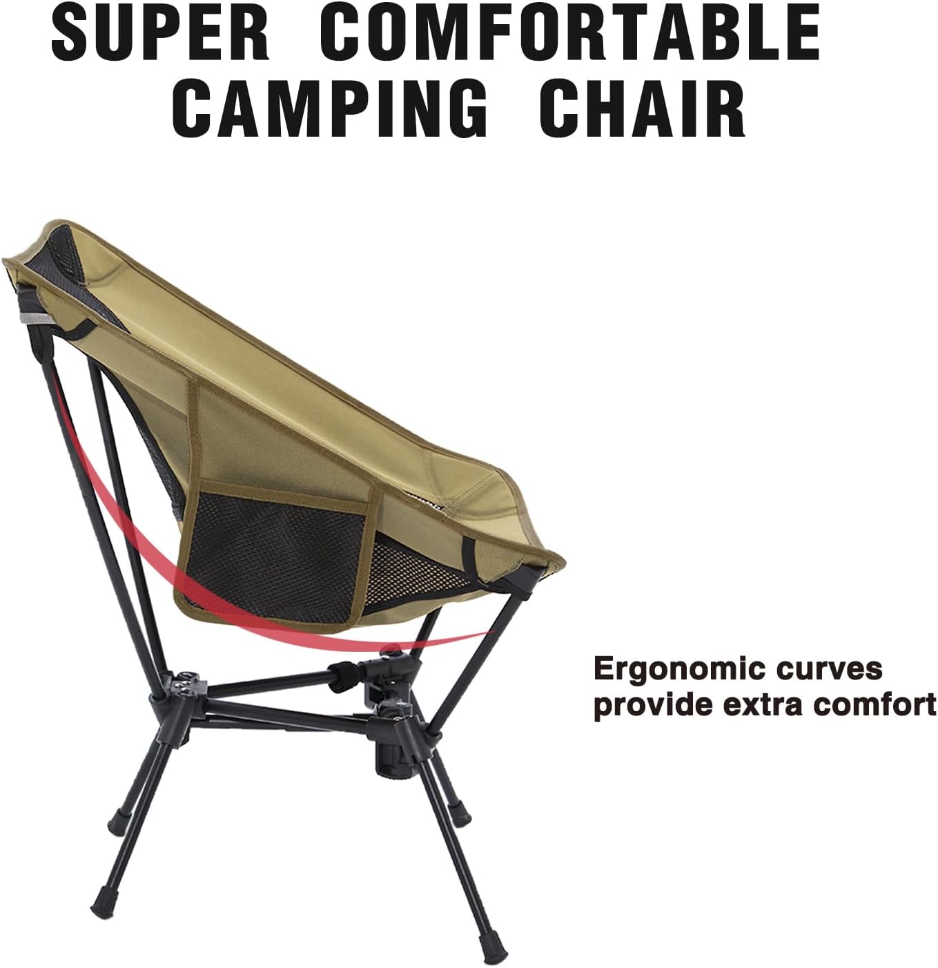 MOON LENCE Portable Camping Chair Lightweight Foldable Chair - The 4th Generation Portable Folding Chair - Compact, Ultralight Folding Chairs for Hiking Mountaineering Beach