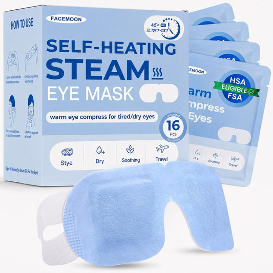 16 Pack Steam Eye Masks for Dry Eyes, Self-Heating Warm Compress Unscented