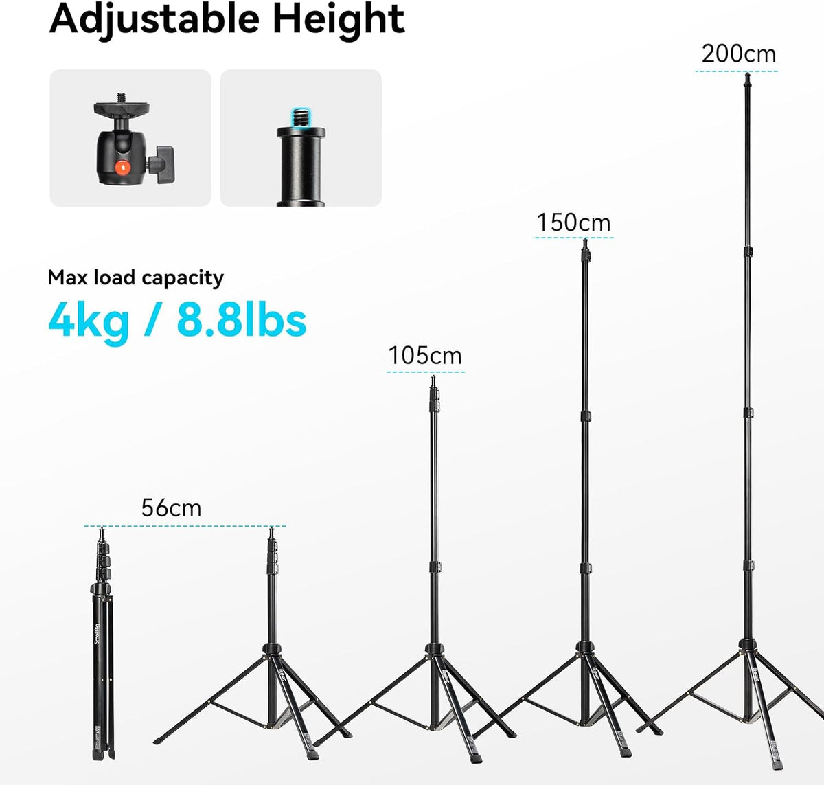 SMALLRIG RA-S200 Photography Light Stand, 6.6ft Aluminum Lighting Tripod
