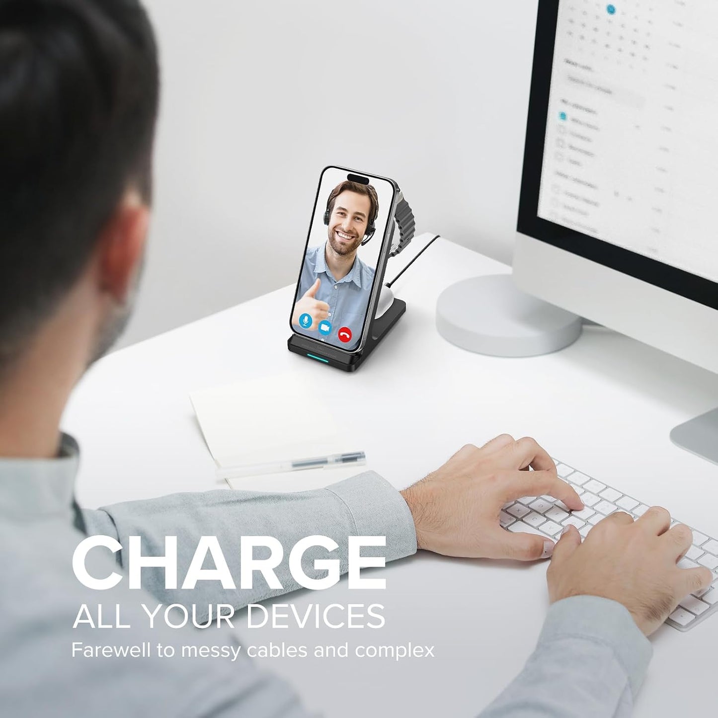 3 in 1 Fast Wireless Charging Station for Multiple Apple Devices | Wireless Charger Stand for Apple Watch Series 11-1/Ultra/SE, iPhone 17 16 15 14 13 12 11 Pro Max/Plus/Air/X/XS/XR/SE, Airpods