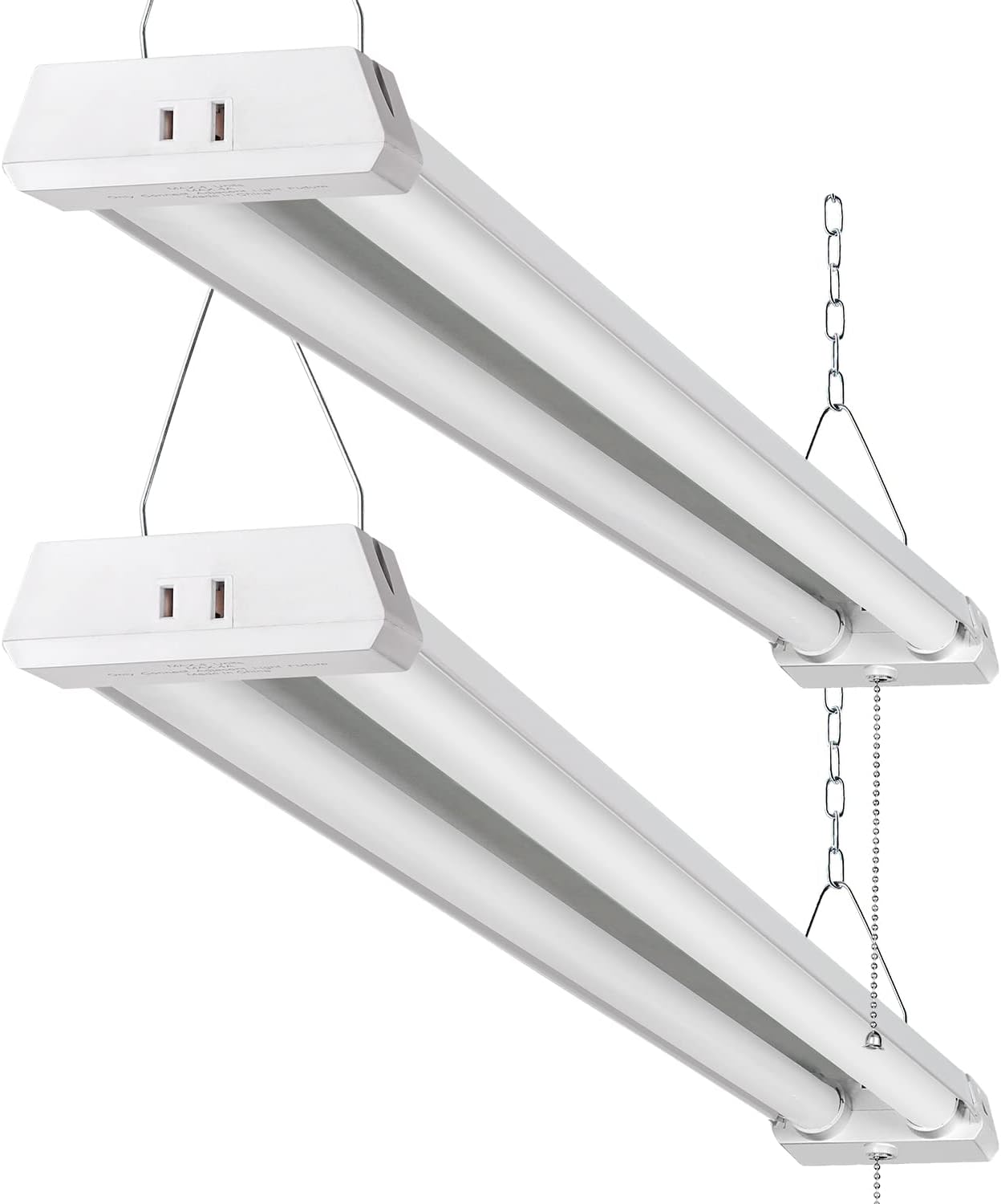 4FT Linkable LED Shop Light for Garages, 42W 4800LM 5000K Daylight Led Shop Lights, Ceiling Light with Pull Chain (ON/Off), Linear Worklight Fixture with Plug, 2 Pack
