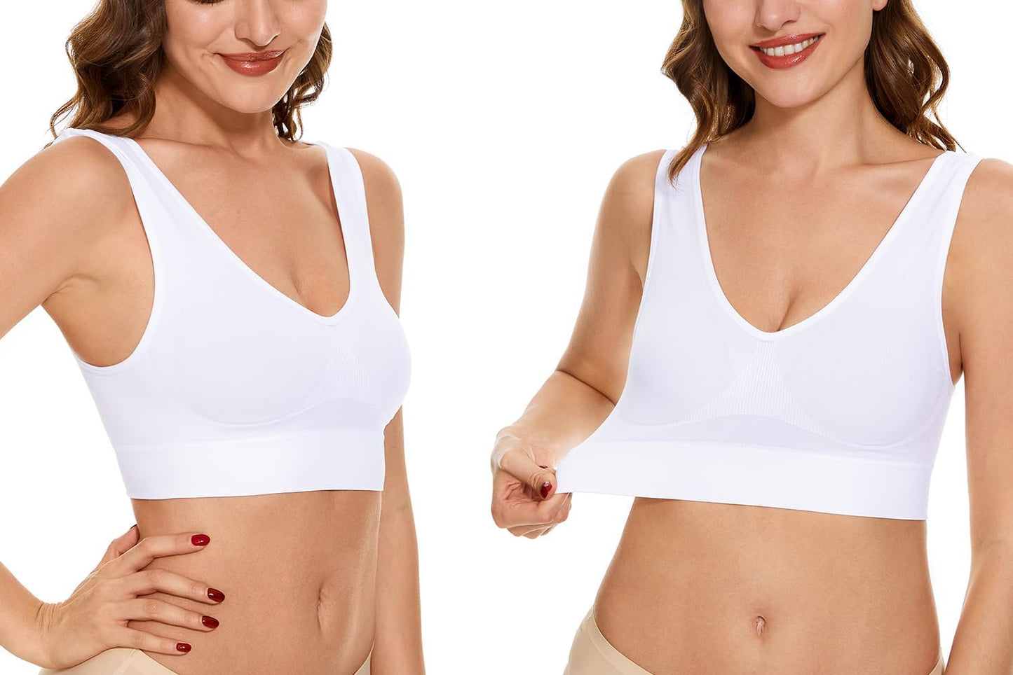 Women's Wireless Sleep Bras Unpadded Seamless Comfort Bras Throw-on Wirefree Bralettes 3 Pack