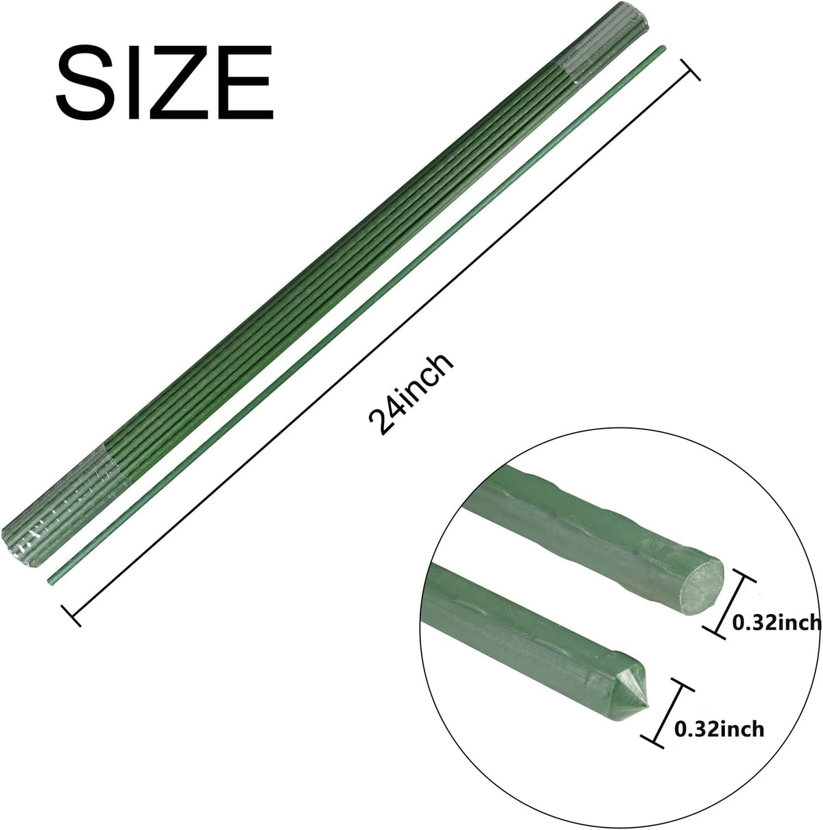Garden Stakes, 24 Inch 2Ft Steel Plant Tomato Stakes, 25 Pack