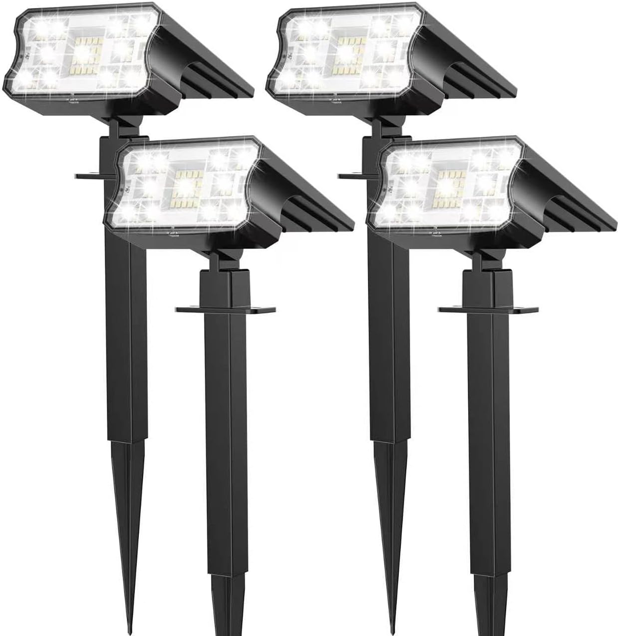 HGGH Solar Lights Outdoor Waterproof IP67, 60 LED 3 Lighting Modes Solar Spot Lights Outdoor for Yard Garden Pathway Landscape, Auto On/Off, Function 2 in 1(Warm White, 4 Pack)