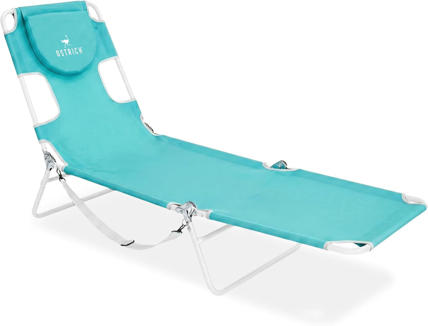 Ostrich the Original Chaise 72 x 22 Inch Lounge Portable Reclining Lounger, Outdoor Patio, Beach, Lawn, Camping, or Pool Tanning Chair, Aqua
