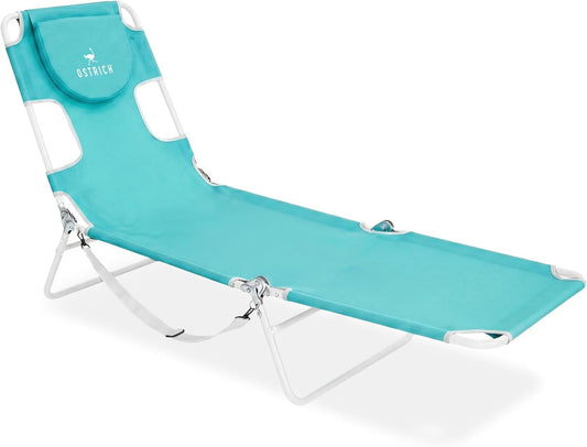 Ostrich the Original Chaise 72 x 22 Inch Lounge Portable Reclining Lounger, Outdoor Patio, Beach, Lawn, Camping, or Pool Tanning Chair, Aqua