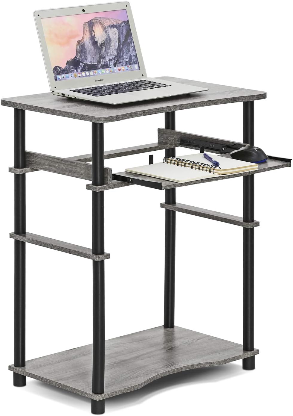Furinno 10016GYW/BK Home Laptop Notebook Computer Desk, French Oak Grey/Black