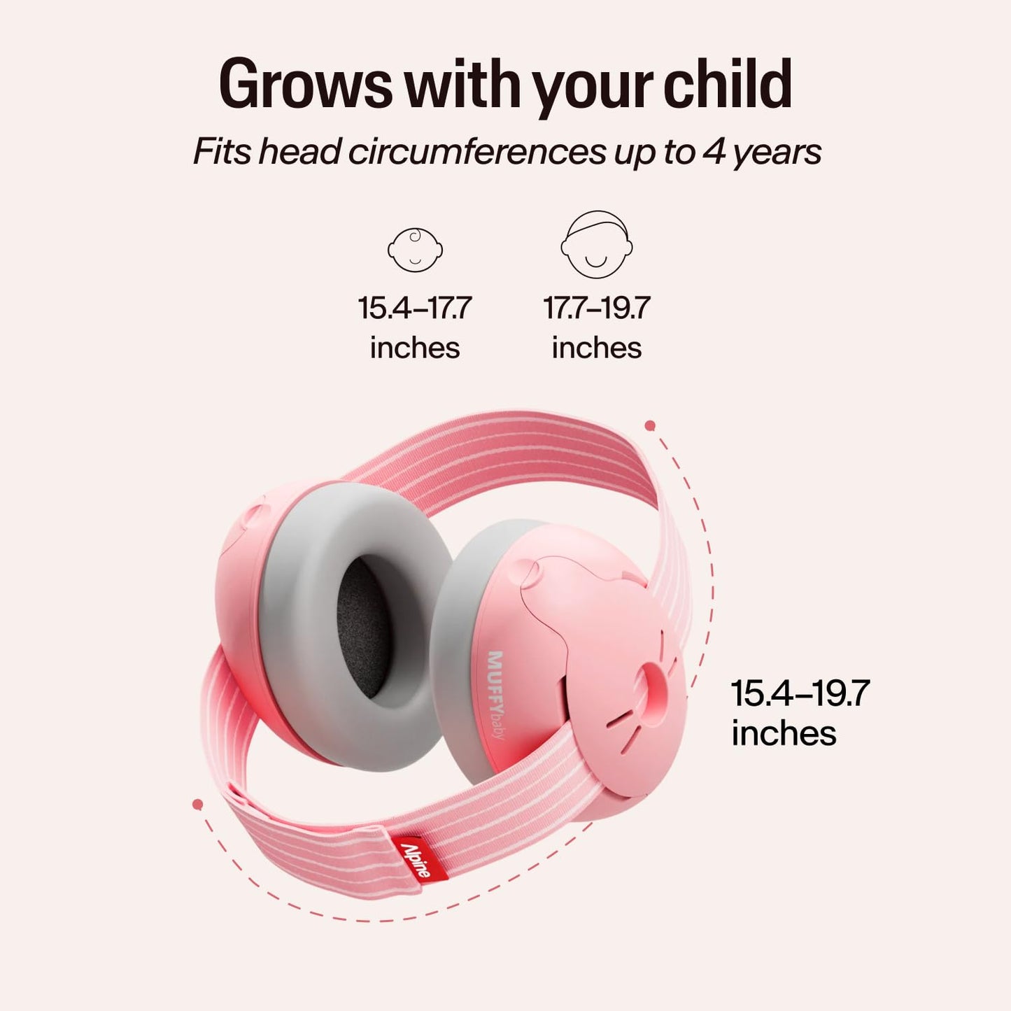 Alpine Muffy Baby Ear Protection for Babies and Toddlers up to 36 Months - CE & ANSI Certified - Noise Reduction Earmuffs - Comfortable Baby Headphones Against Hearing Damage & Improves Sleep - Blush