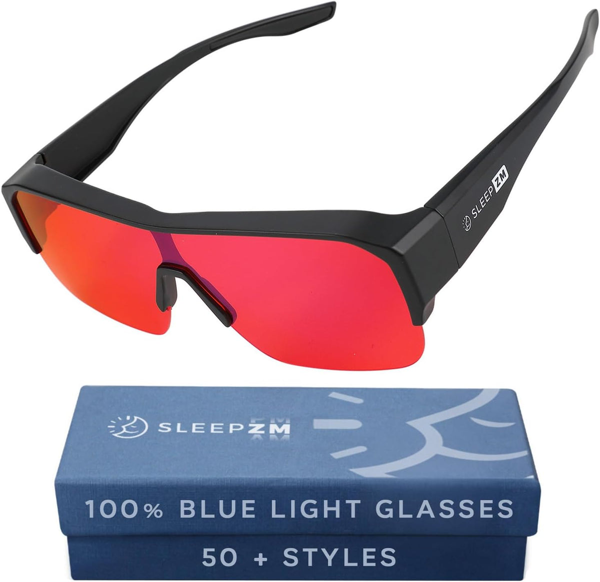 Sleep ZM Fit Over Blue Light Blocking Glasses for Sleep - 100% Red, XXL