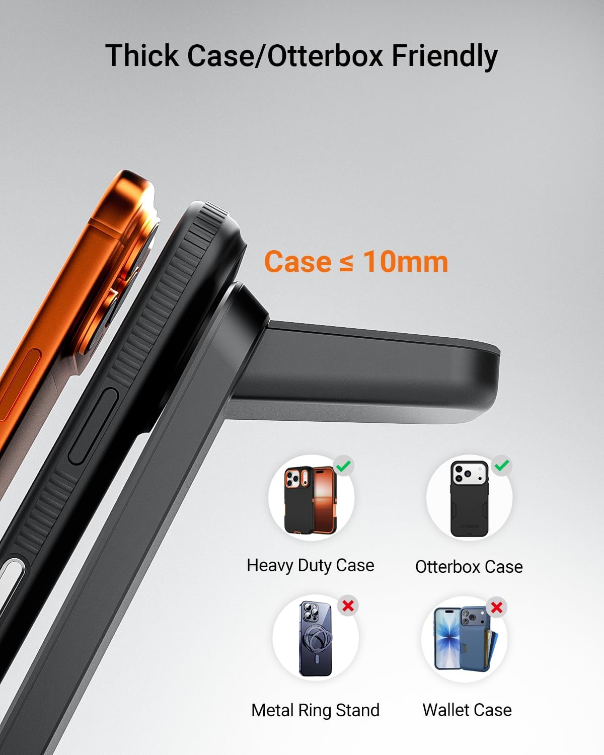 Eazpower Wireless Charger for Thick Cases of 10MM/Otterbox/Heavy Duty, 3 in 1 Charging Dock for iPhone 17 16 15 14 Pro Max, Phone Stand Charging Station for Multiple Devices for Apple Watch/AirPods