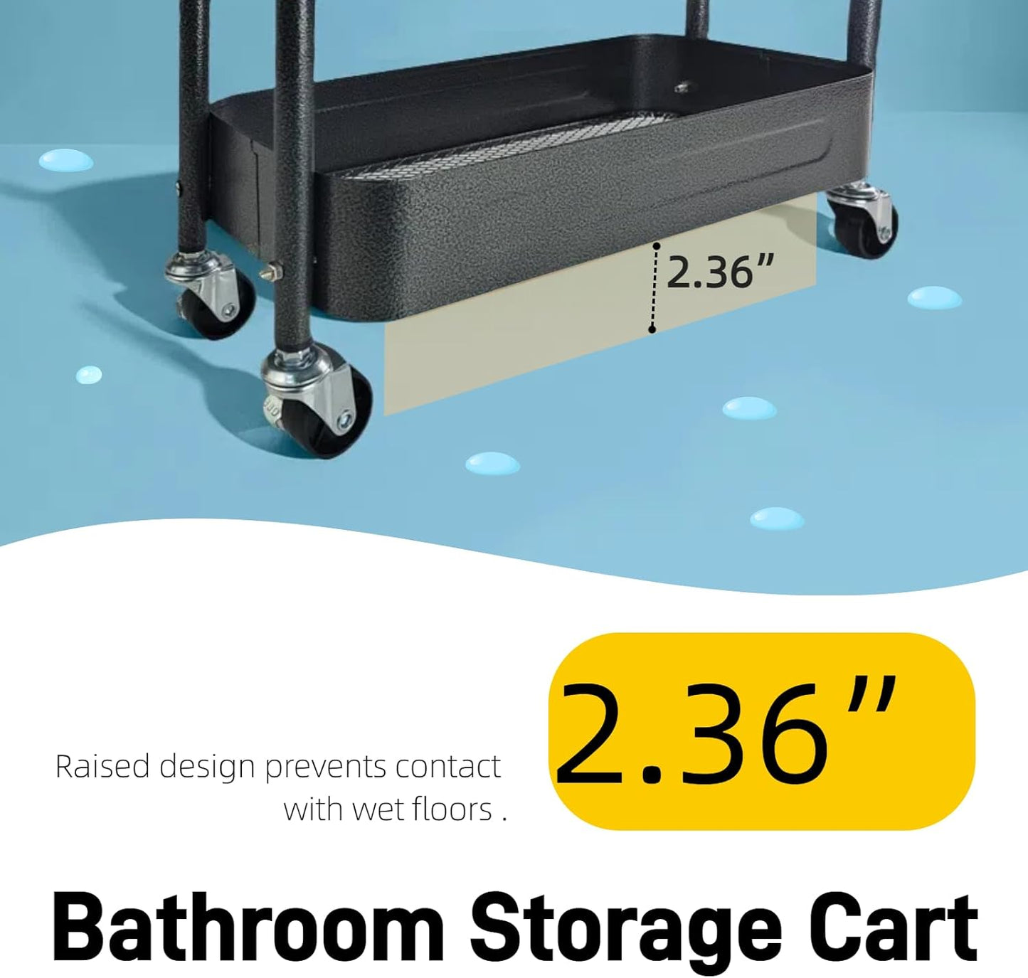 4 Tier Slim Storage Cart with Wheels for Laundry Room Between Washer and Dryer, 7.1'' Narrow Rolling Cart with Wheels and Lockable Casters, Metal Thin Standing Shelf for Small Space, Black